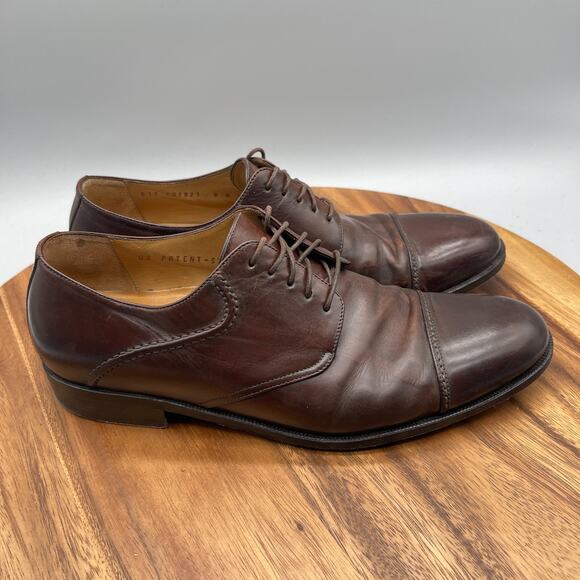 Cole Haan Oxfords Mens Size 8 M Brown Leather Cap Toe Dress Shoes Italy - Picture 1 of 8